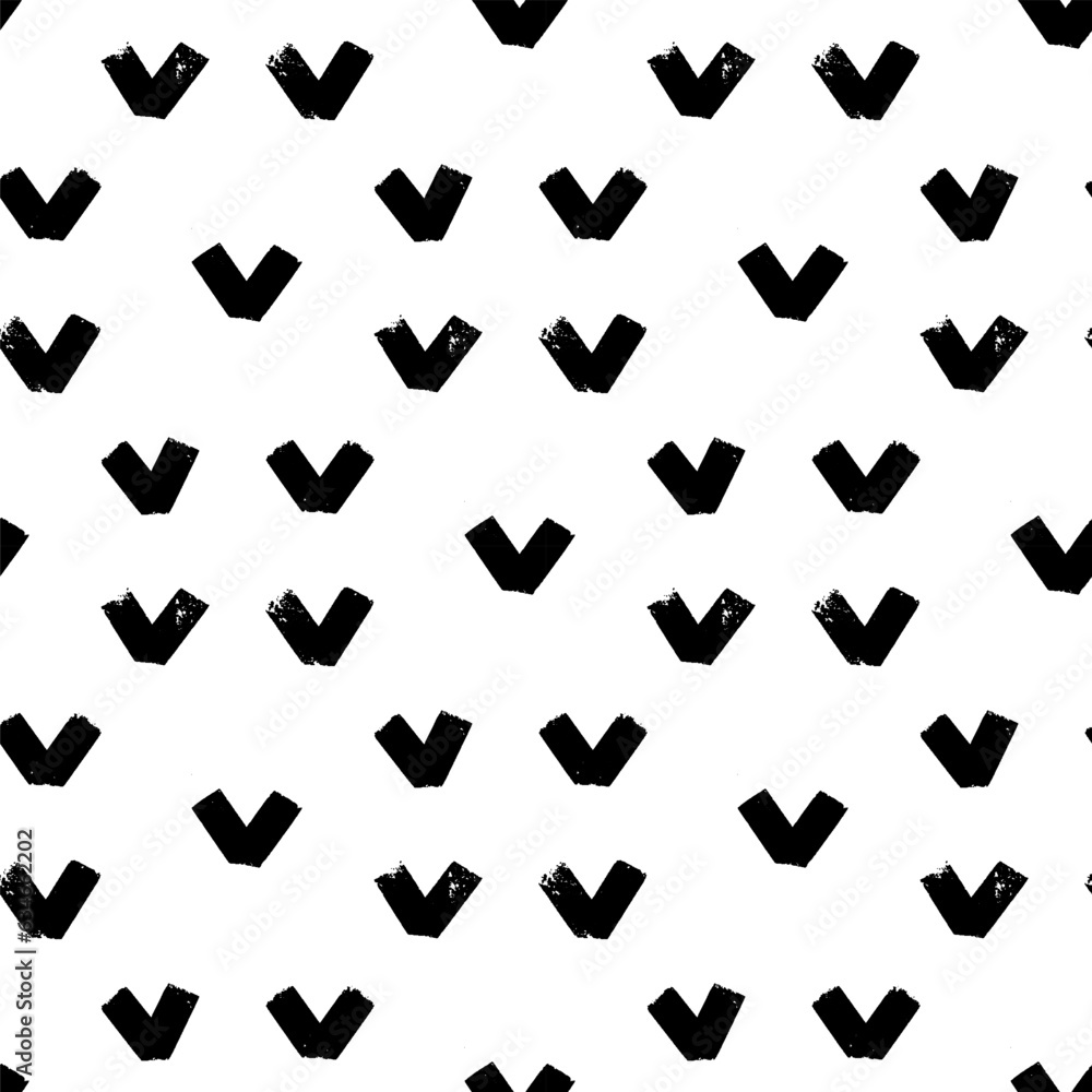 Aufkleber black bold tick mark vector seamless pattern. hand drawn geometric abstract background. black paint 
