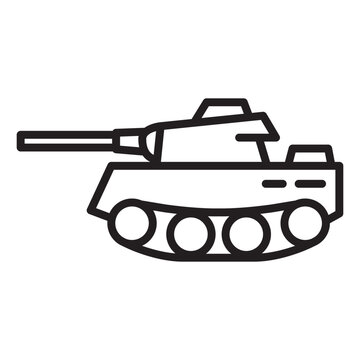 recommend clip art: Military vehicle with gun. Armored vehicle.Weapons for modern warfare. Tank outline simple icon.Outline vector illustration.Isolated on white background.