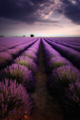 Purple lavender field generative AI