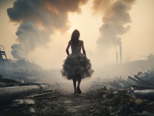 Contamination and global pollution concept. Climate change and ecology problems. Generative AI