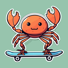 crab on a skateboard skating