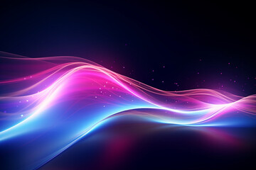 Obraz premium Abstract pink and blue neon light tube motion background.Technology background.Created with Generative AI technology.