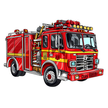 recommend clip art: Cute Fire Truck Fireman Clipart Illustration
