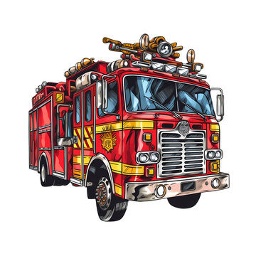 recommend clip art: Cute Fire Truck Fireman Clipart Illustration