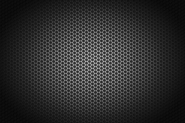 Abstract technology black perforated hexagon metal background texture. Geometric shape elements for presentation design. Fit for corporate, technology, and business. Vector illustration