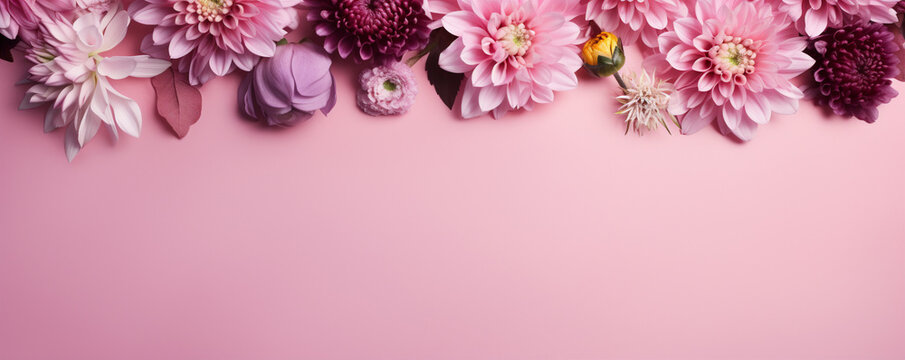 composition of flowers from run ulcus chrysanthemum. Generative AI