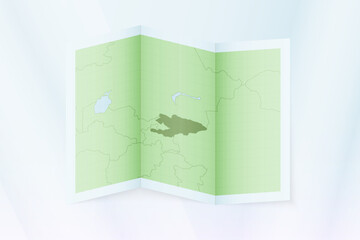 Kyrgyzstan map, folded paper with Kyrgyzstan map.