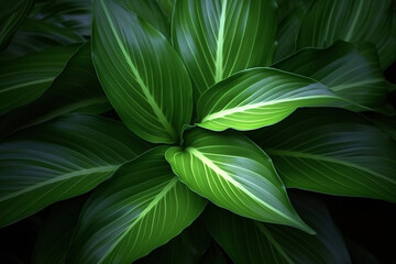 background green leaf leaf jungle palm nature green tropical tree colourful forest. Generative AI.