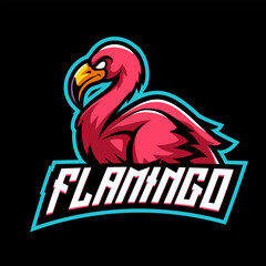 Flamingo bird mascot. sport logo design