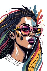 Beautiful woman with sunglasses. AI generated illustration