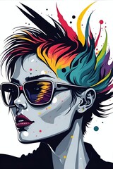 Fototapeta premium Beautiful woman with sunglasses. AI generated illustration