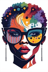 Beautiful woman with sunglasses. AI generated illustration