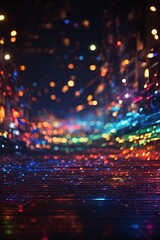 Luminous Cityscape with Neon Lights and Blurred Background with Generative AI technology