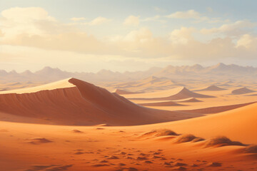 Fototapeta na wymiar Desert With hot sands and High Dunes. 