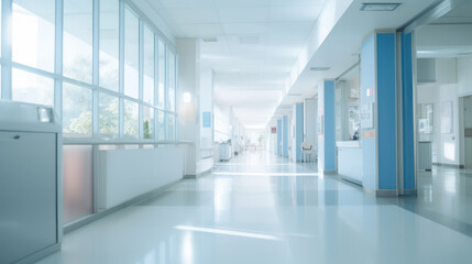 Naklejka na ściany i meble Healthcare concept with a defocused luxury hospital corridor 