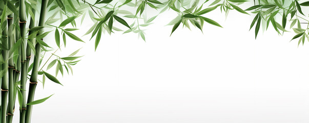 Fototapeta na wymiar stems and leaves of ripe bamboo on a light green background. 