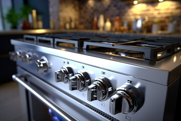 Sleek and Stylish Modern Gas Stove Enhancing the Contemporary Elegance of Your Kitchen Space. created with Generative AI