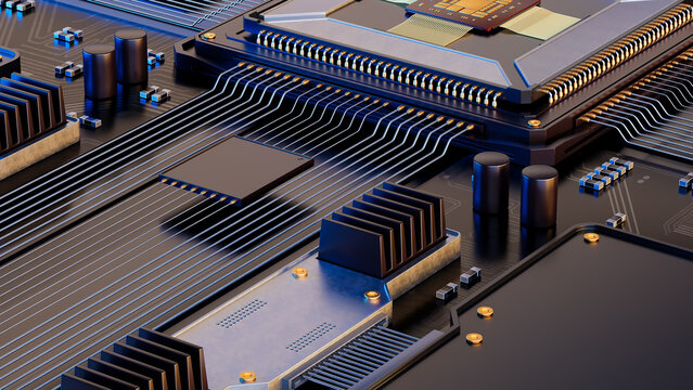3d illustration of futuristic micro chip