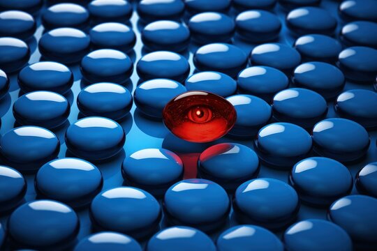 Blue and red pills, concept of choices and decisions. Generative AI