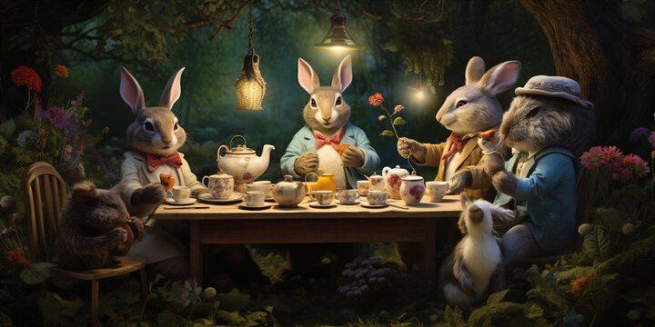 whimsical tea party of fabulous animals.  