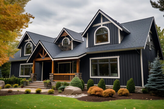 exterior siding house. installation painting and finishing.  