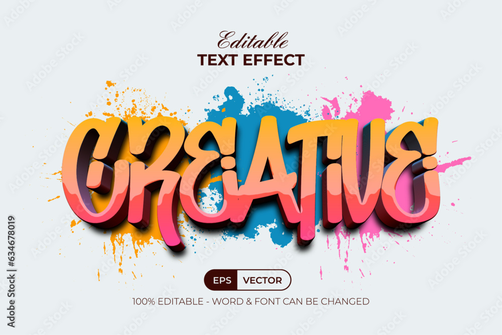 Poster creative text effect graffiti style. editable text effect.