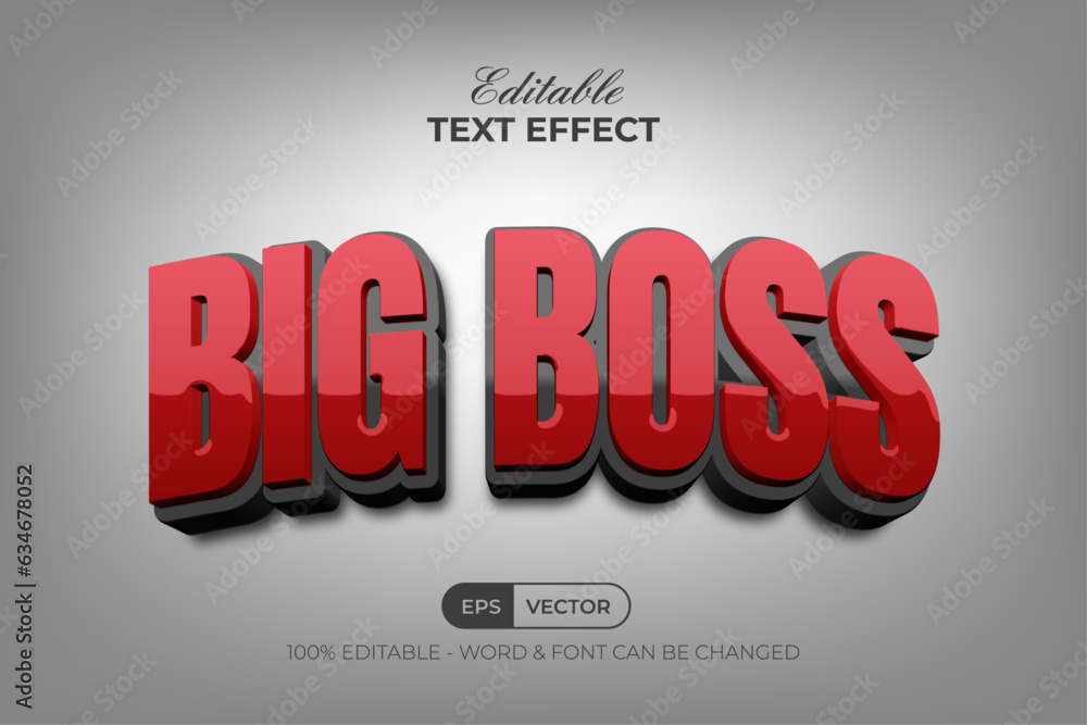 Poster 3d text effect curved style. editable text effect