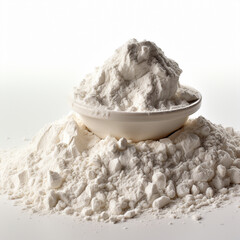 Heap of flour on white background, made by ai