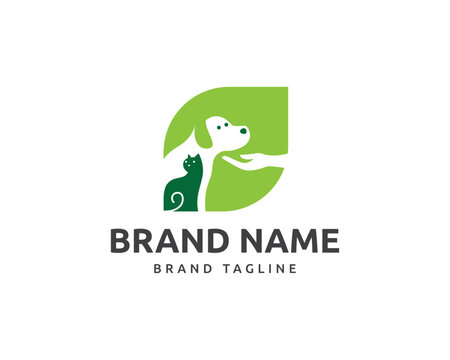 medical pet cat and dog logo. combination logo made from cat and dog logo, medical pet logo template.