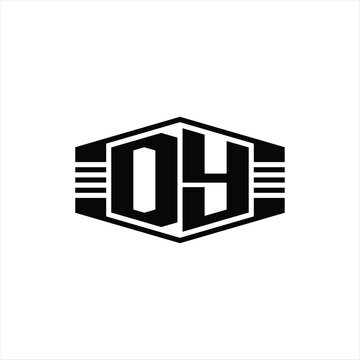 recommend clip art: DY Letter Logo monogram hexagon emblem shape with stripes outline style design