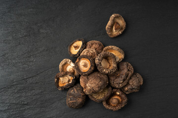 Dry Shiitake Mushrooms, Raw Shitake Pile, Healthy Organic Asian Fungi