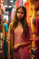 Fototapeta premium Elegant Woman in Indian Clothing - Rich Cultural Attire. A fictional character created by Generated AI