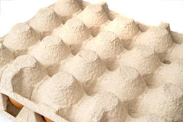 Pulp Packaging Textured Background, Egg Cardboard Box, Empty Carton Pack Closeup, Paper Reuse Concept