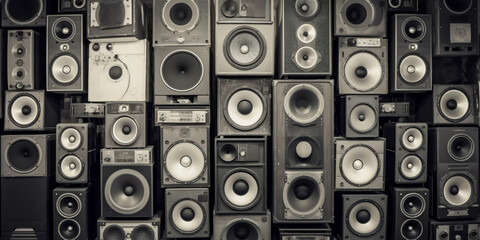 Music speakers on the wall background. Generative AI