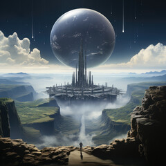 Obraz premium Generative ai illustration of Futuristic terra landscape