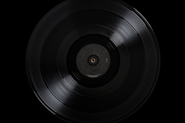 super macro of minimalist music banner with black vinyl music record. Generative AI