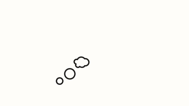 A simple thought bubble popping up with loading dots while someone thinks or writes a message, bubble talk line.