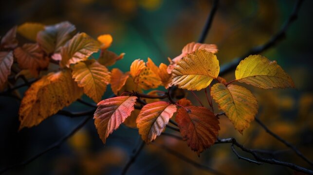 Autumn leafs in orange and yellow colors