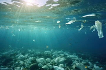 Fototapeta na wymiar disposable plastic Seas and oceans have garbage.