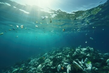 Fototapeta na wymiar disposable plastic Seas and oceans have garbage.