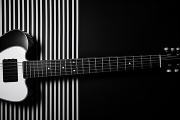 Top flat view of electric guitar with clean straight lines. Generative AI