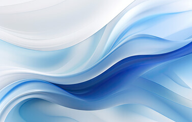 Fototapeta premium A serene blue and white wavy abstract background, emanating depth and movement. Generative AI
