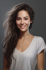 Fototapeta premium Beautiful Woman with Long Hair. A fictional character created by Generated AI