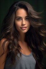 Fototapeta premium Sensual woman with long hair. A fictional character created by Generated AI