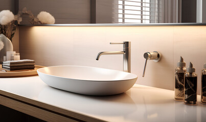 Fototapeta na wymiar Scandinavian style sink design, Sinks for a modern and simple kitchen
