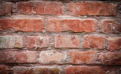 Texture of a brick wall. Part of a building wall. Place for text.