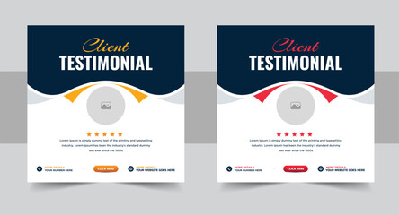 Client testimonials or customer feedback social media post web banner template, Customer service client feedback review social media post