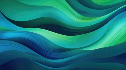 Flowing Green and Blue Striped Waves