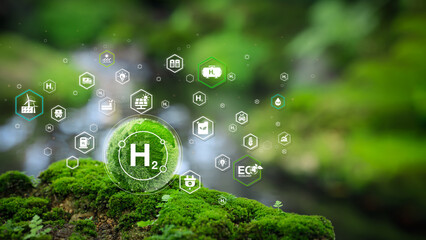 Hydrogen H2 innovation, zero emission technology. Zero risk group comparison, clean risk concept...