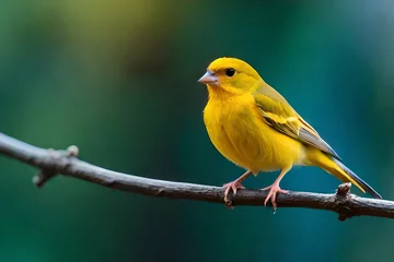 Fotobehang Atlantic Canary, a small Brazilian wild bird. The yellow canary Crithagra flaviventris is a small passerine bird in the finch family. © Naila